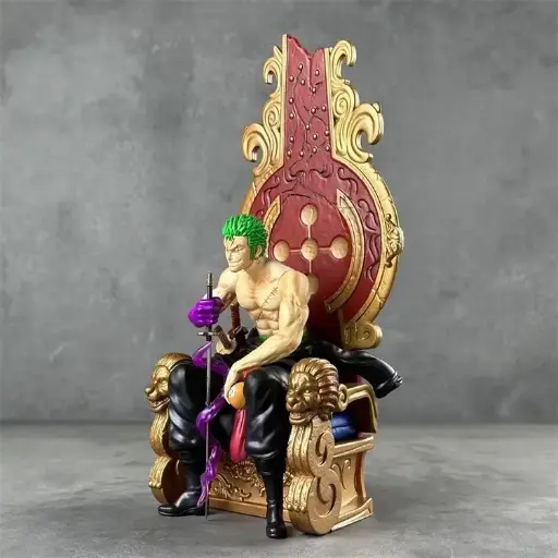 One piece zoro sitting on throne 30 cm Action FIgure 2 heads