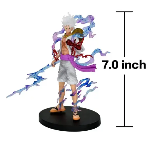 One Piece | Monkey D Luffy Gear 5 Anime Action Figure | Sun God Nika | White | 18 Cm